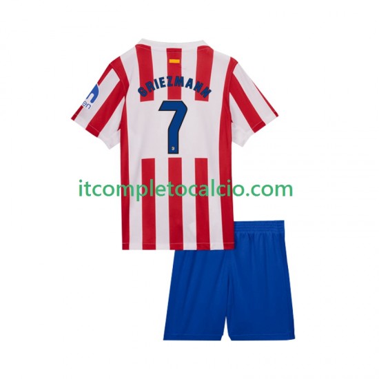 Maglia Atlético Madrid Antoine Griezmann 7 Divisa Home 2025-2026 Manica Corta ,Bambino