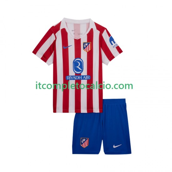 Maglia Atlético Madrid Divisa Home 2025-2026 Manica Corta ,Bambino