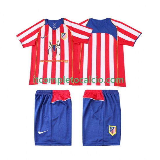 Maglia Atlético Madrid 2005 Retro Divisa Home 2004 Manica Corta ,Bambino