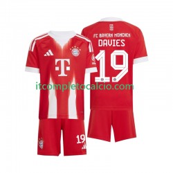 Maglia FC Bayern München Alphonso Davies 19 Divisa Home 2025-2026 Manica Corta ,Bambino