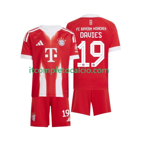 Maglia FC Bayern München Alphonso Davies 19 Divisa Home 2025-2026 Manica Corta ,Bambino