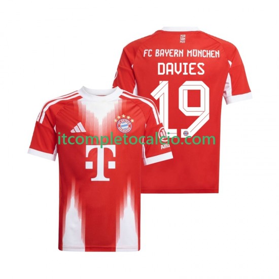 Maglia FC Bayern München Alphonso Davies 19 Divisa Home 2025-2026 Manica Corta ,Uomo