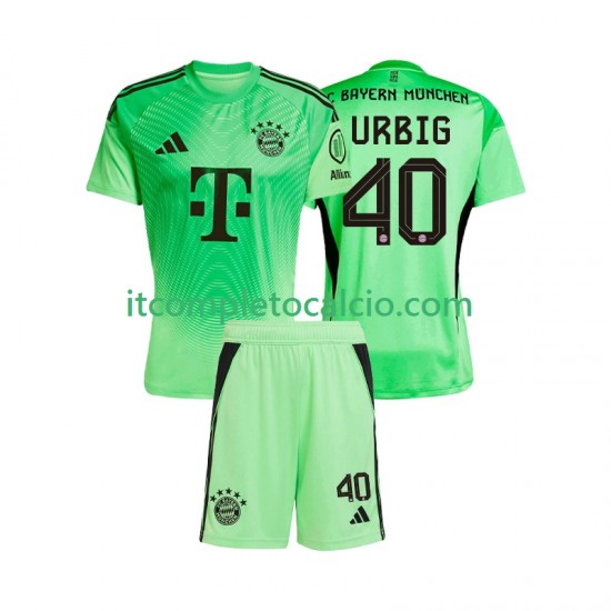 Maglia FC Bayern München Jonas Urbig 40 Portiere Divisa Home 2025-2026 Manica Corta ,Bambino
