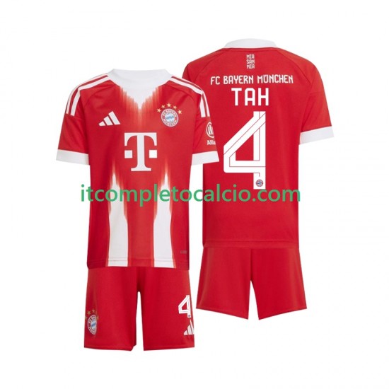 Maglia FC Bayern München Jonathan Tah 4 Divisa Home 2025-2026 Manica Corta ,Bambino