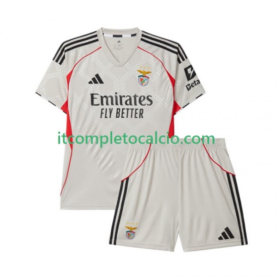 Maglia Benfica Divisa Away 2025-2026 Manica Corta ,Bambino