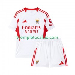 Maglia Benfica Terza Divisa 2025-2026 Manica Corta ,Bambino