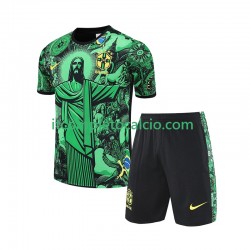 Brasile JESUS Football Shirts Divisa Home 2024-2025 Verde Manica Corta ,Bambino