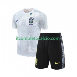 Brasile JESUS Football Shirts Divisa Home 2024-2025 Bianco Manica Corta ,Bambino
