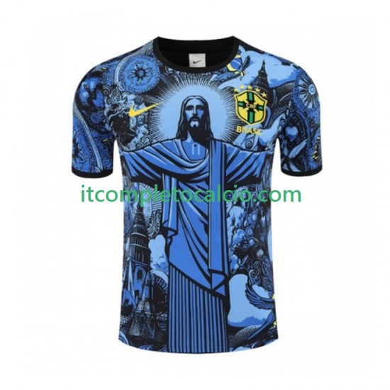 Maglia Brasile Jesus Divisa Home 2024-2025 Blu Manica Corta ,Uomo