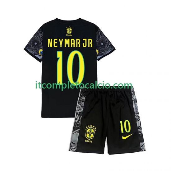 Brasile Neymar JR 10 Cheist the Redeemer Football Shirts Divisa Home 2024 Manica Corta ,Bambino