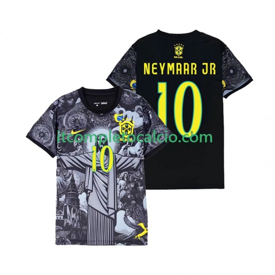Maglia Brasile Neymar JR 10 Cheist the Redeemer Divisa Home 2024 Manica Corta ,Uomo