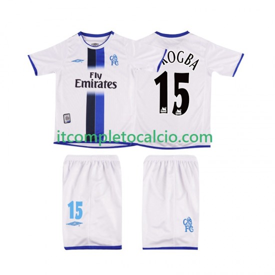 Maglia Chelsea DROGBA 15 2003 Retro Divisa Away Manica Corta ,Bambino