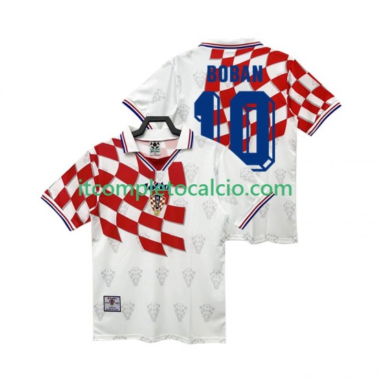 Maglia Croazia BOBAN 10 Retro Divisa Home 1998 Manica Corta ,Uomo