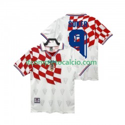 Maglia Croazia BSUKER 9 Retro Divisa Home 1998 Manica Corta ,Uomo