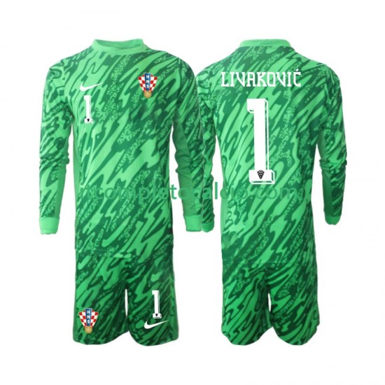 Maglia Croazia DOMINIK LIVAKOVIC 1 Portiere Divisa Away 2024 Manica Lunga ,Bambino