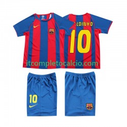 Maglia FC Barcelona RONALDINHO 10 Retro Divisa Home 2004 Manica Corta ,Bambino