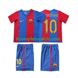 Maglia FC Barcelona RONALDINHO 10 2007 Retro Divisa Home 2006 Manica Corta ,Bambino