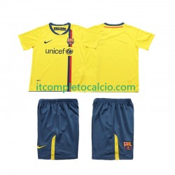 Maglia FC Barcelona 2009 Retro Divisa Away 2008 Manica Corta ,Bambino