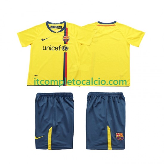Maglia FC Barcelona 2009 Retro Divisa Away 2008 Manica Corta ,Bambino