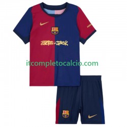 Maglia FC Barcelona TRAVIS SCOTT Divisa Home 2024-2025 Manica Corta ,Bambino