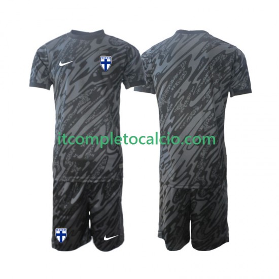 Maglia Finlandia Portiere Divisa Home 2024 Manica Corta ,Bambino