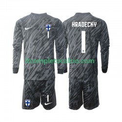 Maglia Finlandia HRADECKY 1 Portiere Divisa Home 2024 Manica Lunga ,Bambino