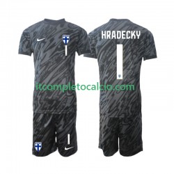 Maglia Finlandia HRADECKY 1 Portiere Divisa Home 2024 Manica Corta ,Bambino