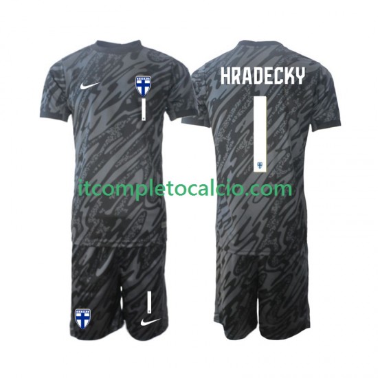Maglia Finlandia HRADECKY 1 Portiere Divisa Home 2024 Manica Corta ,Bambino