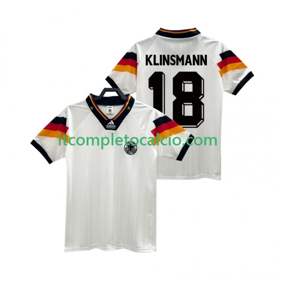 Maglia Germania KLINSMANN 18 1992 Retro Divisa Home Manica Corta ,Uomo