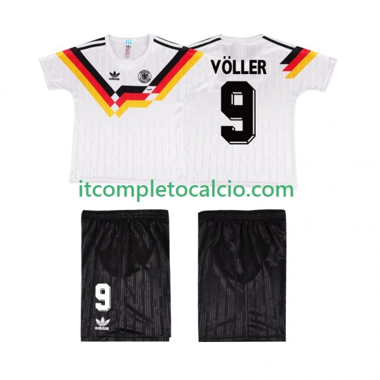 Maglia Germania VOLLER 9 1990 Retro Divisa Home Manica Corta ,Bambino