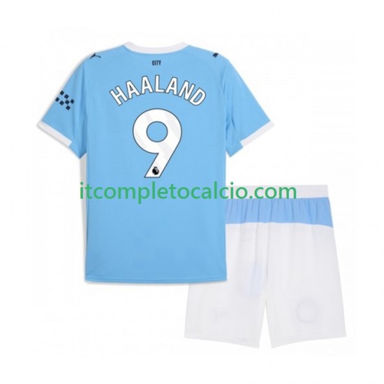 Maglia Manchester City Erling Haaland 9 Divisa Home 2025-2026 Manica Corta ,Bambino