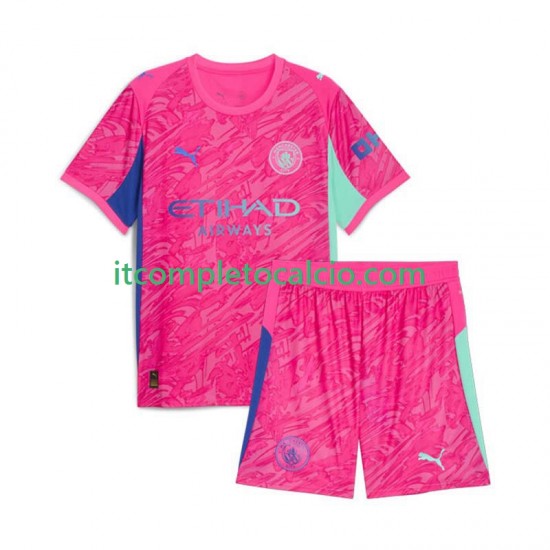 Maglia Manchester City Portiere Divisa Away 2025-2026 Manica Corta ,Bambino