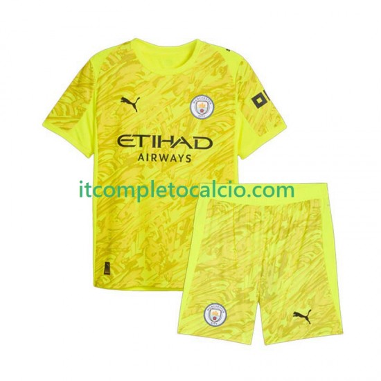 Maglia Manchester City Portiere Terza Divisa 2025-2026 Manica Corta ,Bambino