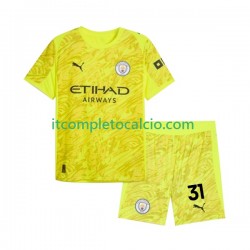 Maglia Manchester City Ederson Moraes 31 Portiere Terza Divisa 2025-2026 Manica Corta ,Bambino