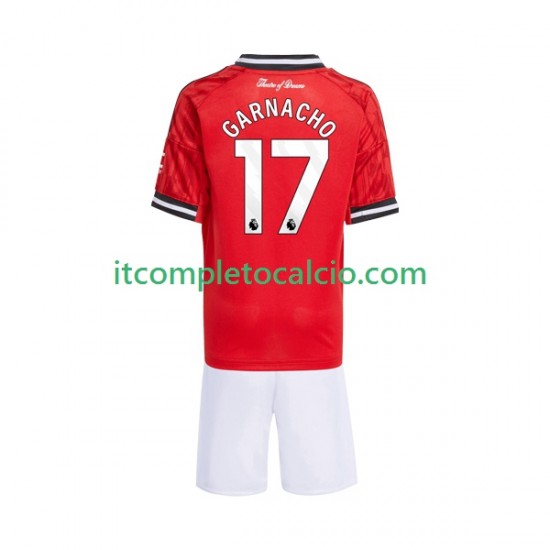 Maglia Manchester United Alejandro Garnacho 17 Divisa Home 2025-2026 Manica Corta ,Bambino