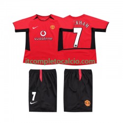 Maglia Manchester United BECKHAM 7 Retro Divisa Home 2004 2002 Manica Corta ,Bambino