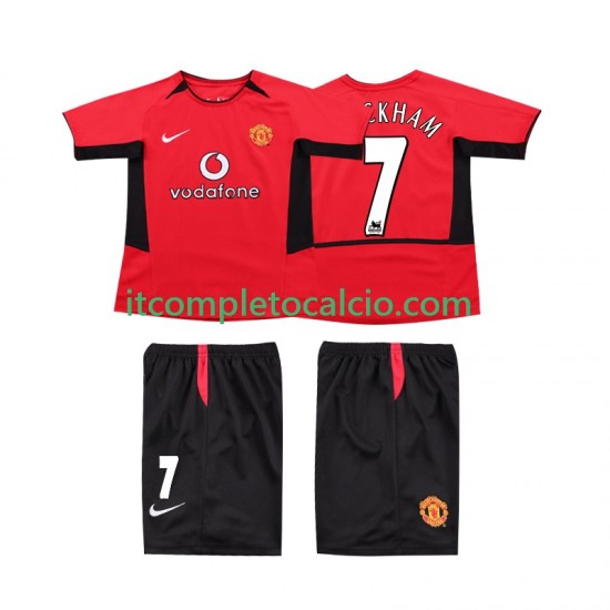 Maglia Manchester United BECKHAM 7 Retro Divisa Home 2004 2002 Manica Corta ,Bambino