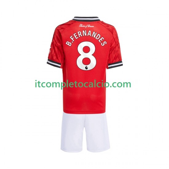 Maglia Manchester United Bruno Fernandes 8 Divisa Home 2025-2026 Manica Corta ,Bambino
