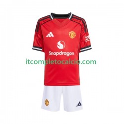 Maglia Manchester United Divisa Home 2025-2026 Manica Corta ,Bambino