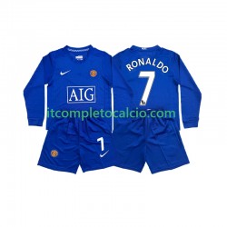 Maglia Manchester United Cristiano Ronaldo 7 Retro Divisa Away 2008 Manica Lunga ,Bambino