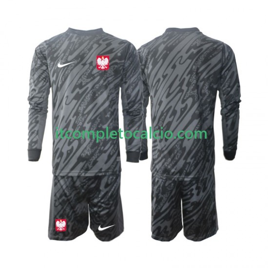 Maglia Polonia Portiere Divisa Away 2024 Manica Lunga ,Bambino