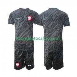 Maglia Polonia Portiere Divisa Away 2024 Manica Corta ,Bambino