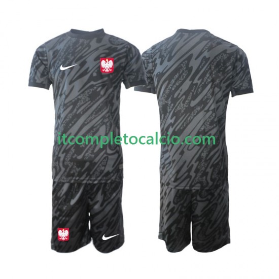 Maglia Polonia Portiere Divisa Away 2024 Manica Corta ,Bambino
