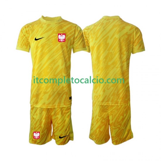 Maglia Polonia Portiere Divisa Home 2024 Manica Corta ,Bambino