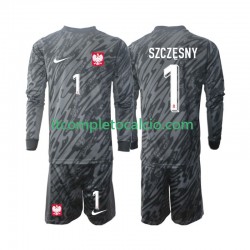 Maglia Polonia Szczesny 1 Portiere Divisa Away 2024 Manica Lunga ,Bambino