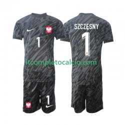 Maglia Polonia Szczesny 1 Portiere Divisa Away 2024 Manica Corta ,Bambino