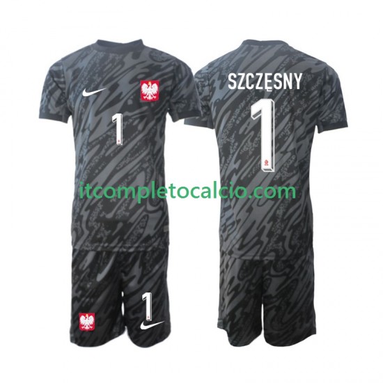 Maglia Polonia Szczesny 1 Portiere Divisa Away 2024 Manica Corta ,Bambino