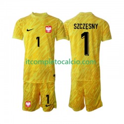 Maglia Polonia Szczesny 1 Portiere Divisa Home 2024 Manica Corta ,Bambino