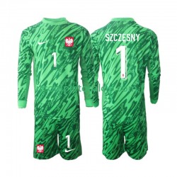 Maglia Polonia Szczesny 1 Portiere Terza Divisa 2024 Manica Lunga ,Bambino