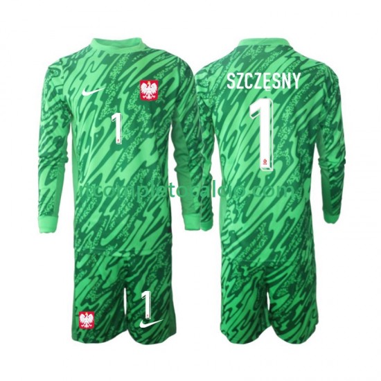 Maglia Polonia Szczesny 1 Portiere Terza Divisa 2024 Manica Lunga ,Bambino